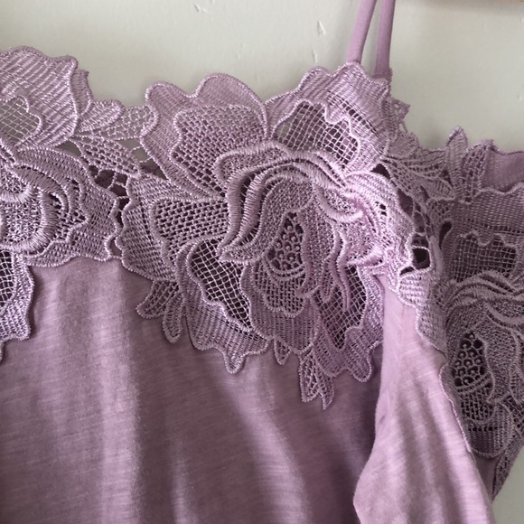 NEW Anthropologie Meadow Rue✨Lace Line Off-the-Shoulder Lilac Top - Picture 6 of 9